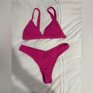Hot Pink Ribbed Bikini Bottom